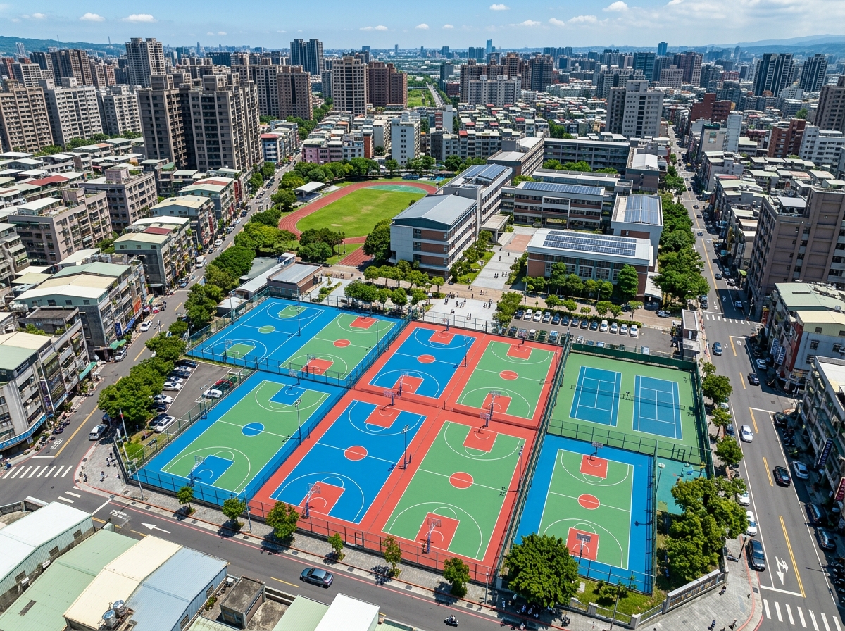 南阳市学校塑胶跑道硅PU篮球场 - 价格